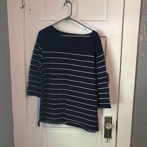 Ava & Viv Navy and White Striped Long Sleeve Top